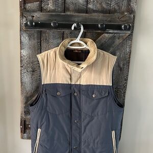 Men's Burton Lined Vest w/Sherpa Under the Collar Blue & Beige -  Size Large